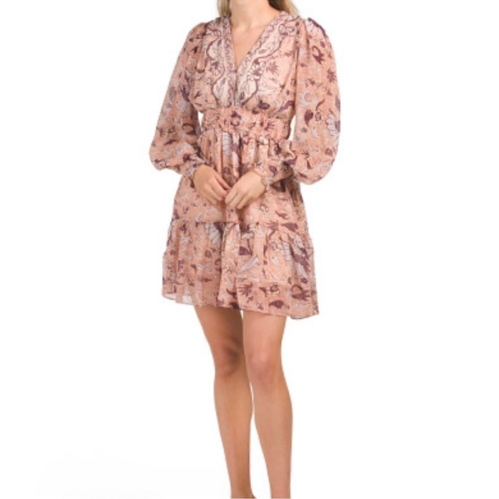 Anthropologie OPT Floral Long Sleeve Mini Dress Size Medium